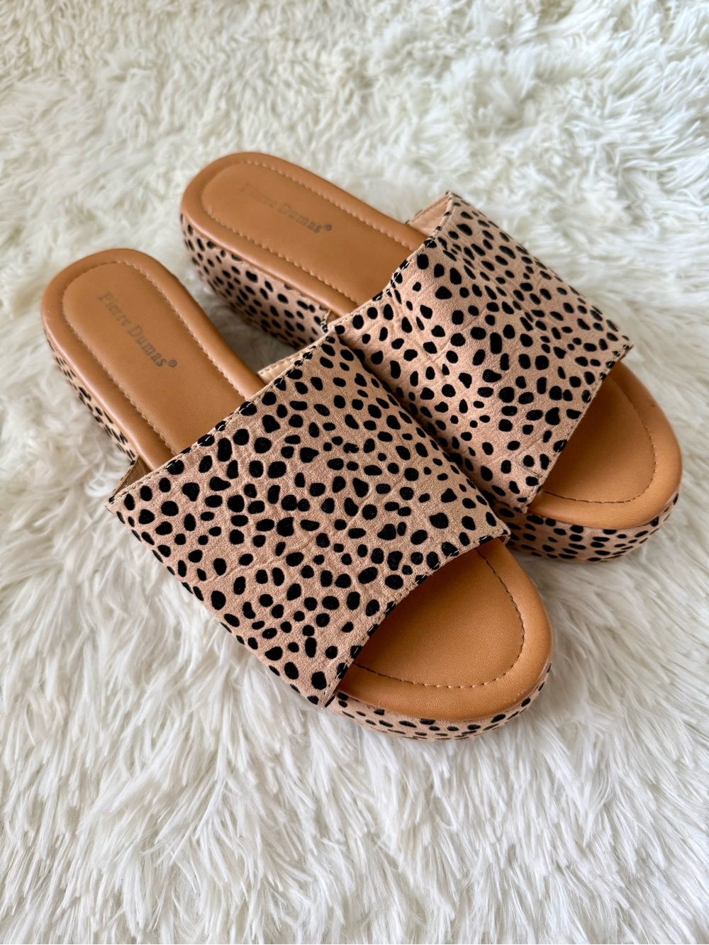 Pierre Dumas Leopard Print Slide Sandals Platform Summer Casual Women’s Size 8